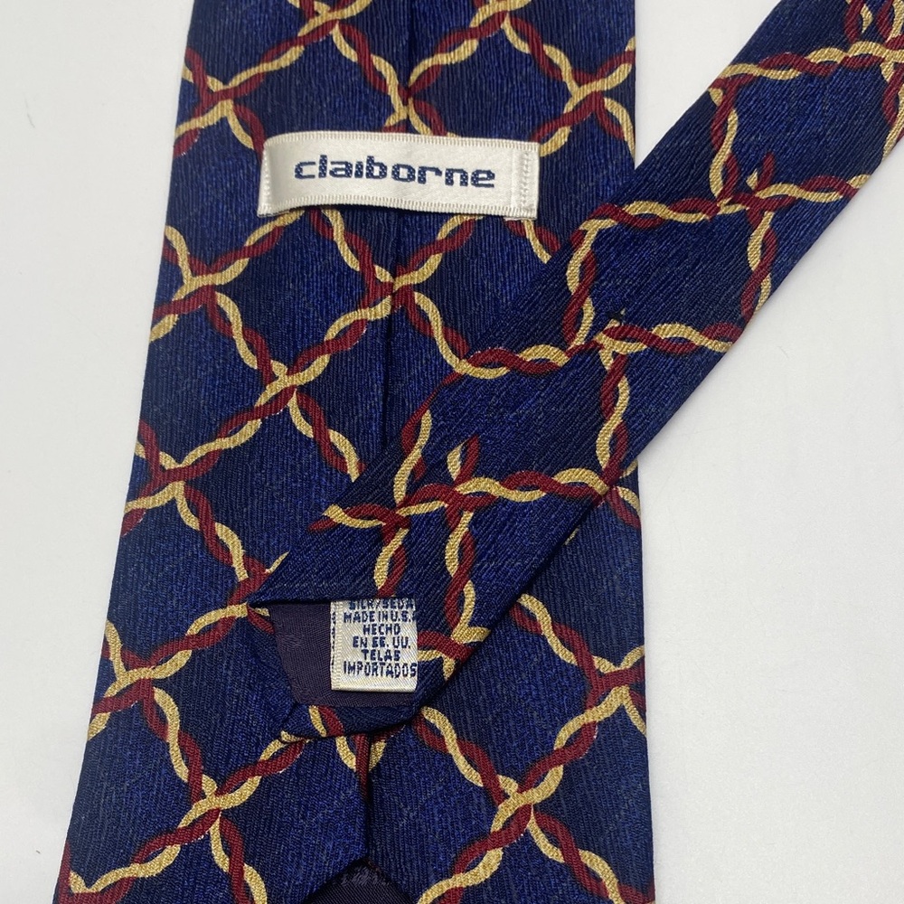 Claiborne Navy and Burgundy Geometric Tie # 0003